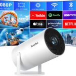 [Official Netflix & Electric Focus] Projector with WiFi and Bluetooth, XuanPad Full HD 1080P Portable Projector, 210° Rotatable Stand, Auto Keystone, Dust Removal and Heat Dissipation Design