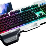 RedThunder K900 Gaming Keyboard, RGB Backlit Semi-Mechanical with Wrist Rest, Water-Resistant USB Wired Hybrid Ergonomic, Teclado Gamer for Desktop Computer PC Mac PS4