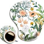 Ergonomic Mouse Pad with Wrist Support, Cute Mouse Pads with Non-Slip PU Base for Home Office Working Studying Easy Typing & Pain Relief Beautiful Floral