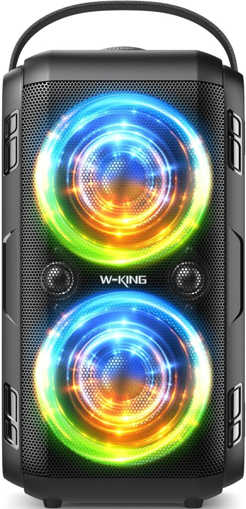 W-KING Party Loudest Portable Bluetooth Speaker Wireless Boom Box, 180W Max Big Large Outdoor Speaker 4 Drivers with 2*4.04” Subwoofer, 80W HD Huge 105dB Pulse Natur Deep Bass, IPX5/24H/EQ/USB/TF/AUX
