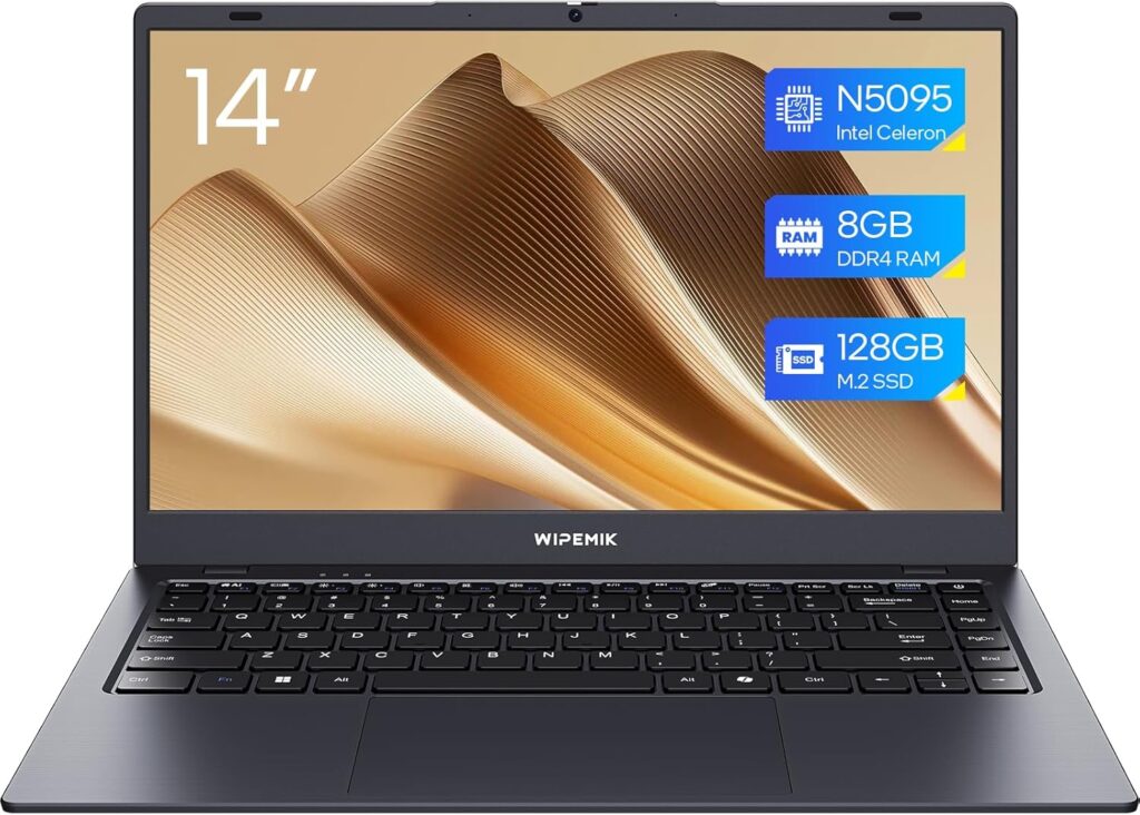 Laptop Computer, 8GB RAM, 128GB SSD, Quad-Core N5095 Processor Laptop, 14″ HD Display Laptops, Support WiFi 5, Bluetooth 5.0, USB 3.0, Webcam