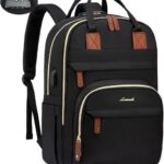 LOVEVOOK Laptop Backpack for Women, Unisex Travel Anti-theft Bag, Business Work Computer Backpacks Purse College Backpack for Men, Casual Hiking Daypack with Lock, 15.6 Inch, Black