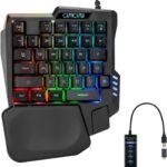 CHONCHOW One Handed Gaming Keyboard, 35 Keys, Rainbow LED, Wired USB, Ergonomic with Wrist Rest, Mini Portable, PS4/PS5/Xbox/PC/Laptop Compatible