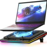 llano V12 RGB Laptop Cooling Pad, Gaming Laptop Cooler with 5.5 Inch Powerful Turbofan, Fast Cooling Laptop 15.6-21in, Adjustable Speed, Touch Control, LCD Screen, Black (RGB)