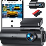 GKU Dash Cam Front and Rear Camera – 4K+1080P Dual Dash Camera for Cars with 64GB SD Card, 5GHz WiFi & App Control, Night Vision, Parking Mode, G-Sensor, Loop Recording, WDR, 170° Wide Angle