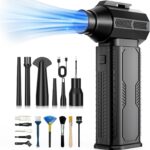 Compressed Air Duster, 130,000RPM Ultra-Powerful Cordless Electric Air Duster with 8000mAh Rechargeable Battery, 4-Gear Adjustable Air Blower for Keyboard, Computer, Car, Home Cleaning