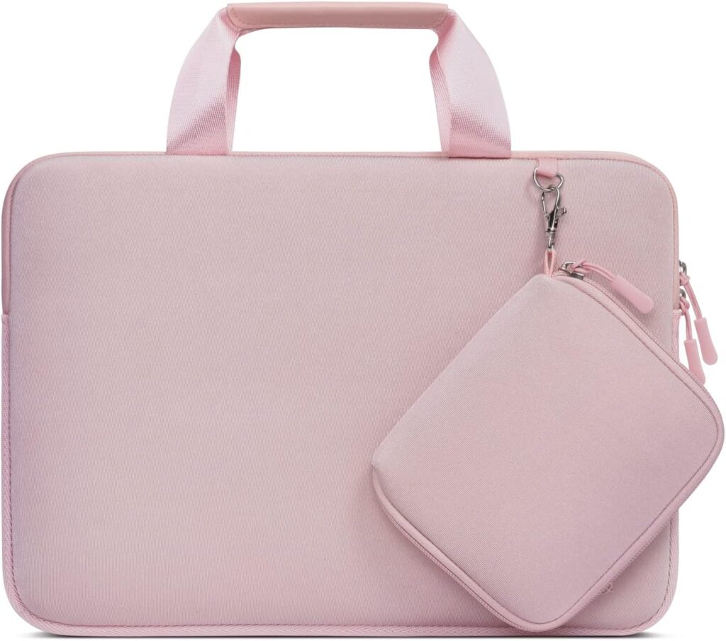 MOSISO Laptop Case 13.3 inch, 13-13.3 inch Laptop Sleeve Bag Compatible with MacBook Air/Pro 13 / Pro 14, HP Dell ASUS, Neoprene Carrying Computer Bag with Handle&Detachable Small Case, Pink