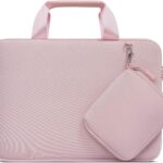 MOSISO Laptop Case 13.3 inch, 13-13.3 inch Laptop Sleeve Bag Compatible with MacBook Air/Pro 13 / Pro 14, HP Dell ASUS, Neoprene Carrying Computer Bag with Handle&Detachable Small Case, Pink