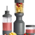 Beast Mega 1200 Plus | Premium Countertop Blender | Smoothies, Shakes, Sauces, Dips, Soups | Blends Ice and Frozen Fruit | XL Vessel | With Extra Vessels, Straw System | (Charcoal, 120V)