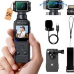 BOBLOV 5K Body Camera with Microphone, W5 Vlogging Camera, 5K/15FPS and 4K/60FPS with 270° Rotating Lens, External Mic Support, Clip/Strap Options, EIS Stabilization for Meeting, and Daily Use