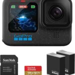 GoPro HERO12 Black 4K Camera with Hypersmooth Stabilization, and Waterproof Ultra-Rugged Design, Bundle with Extra Enduro Rechargeable Li-Ion Battery and SanDisk 128GB Extreme Memory Card