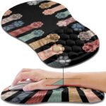 Hokafenle Ergonomic Mouse Pad Wrist Support, Wrist Rest Mousepad for Carpal Tunnel Pain Relief with Integrated Memory Foam Slope Massage Bulge (11.8×7.9 inch,Cute Cat Claw