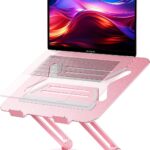 Urmust Adjustable Laptop Stand for Desk Aluminum Computer Stand for Laptop Riser Holder Notebook Stand Compatible with MacBook Air Pro Ultrabook All Laptops 11-17 inch (Rose Gold)