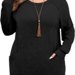 Lastshe Womens Plus Size Tops Fall Long Sleeve Shirts Dressy Casual Loose Fit Tunic Sweaters Clothes with Pockets 2025