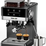TENKER Espresso Machine with Grinder, 20 Bar Coffee Machine with Milk Frother for Home, All-in-One Stainless Steel Coffee Maker to Make Latte, Cappuccino, Hot or Cold Brew Iced Coffee