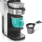 Hamilton Beach The Scoop Single Serve Coffee Maker & Fast Grounds Brewer for 8-14oz. Cups, Brews in Minutes, 40oz. Removable Reservoir, Stainless Steel (49987),Silver