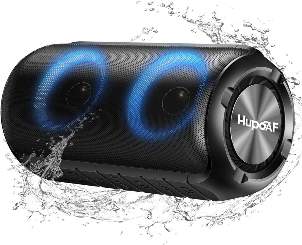 Bluetooth Speaker with 6D Loud Sound, 2025 New Portable Wireless Speaker, IPX7 Waterproof, RGB Lights, BT5.3, 12H Playtime, for Home/Party/Outdoor/Beach, Stocking Stuffers, White Elephant Gifts