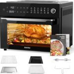 Aeitto® 32-Quart PRO Large Air Fryer Oven| Toaster Oven Combo | with Rotisserie, Dehydrator and Full Accessories | 19-In-1 Digital Airfryer | Fit 13″ Pizza, 9pcs Toast, 1800w, Black