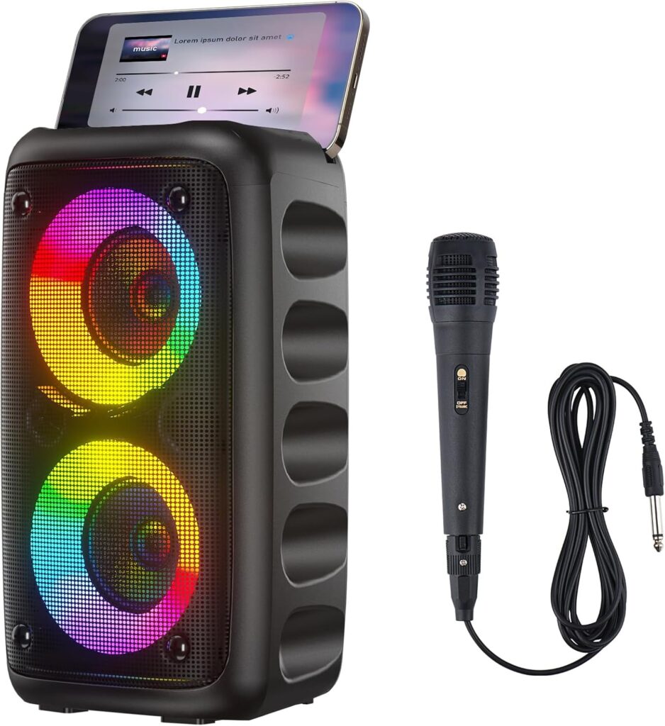 Portable Bluetooth Speaker,Karaoke Machine for Adults and Kids,with Lights Loud Big Bluetooth Speaker,Rechargeable Dj/PA Speaker System with TF Card,AUX in,REC,TWS for Outdoor Sport Home Party