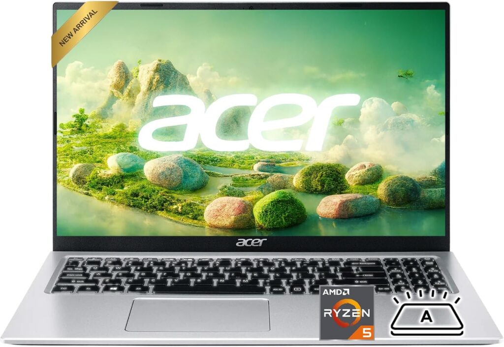 acer Aspire 3 Premium Slim Laptop Computer with Backlit Keyboard – AMD Ryzen 5 7430U CPU – 16GB RAM – 512GB SSD – 15.6″ FHD Display – Fast Wi-Fi 6 – Webcam – Copilot AI Chat – Windows 11 Pro