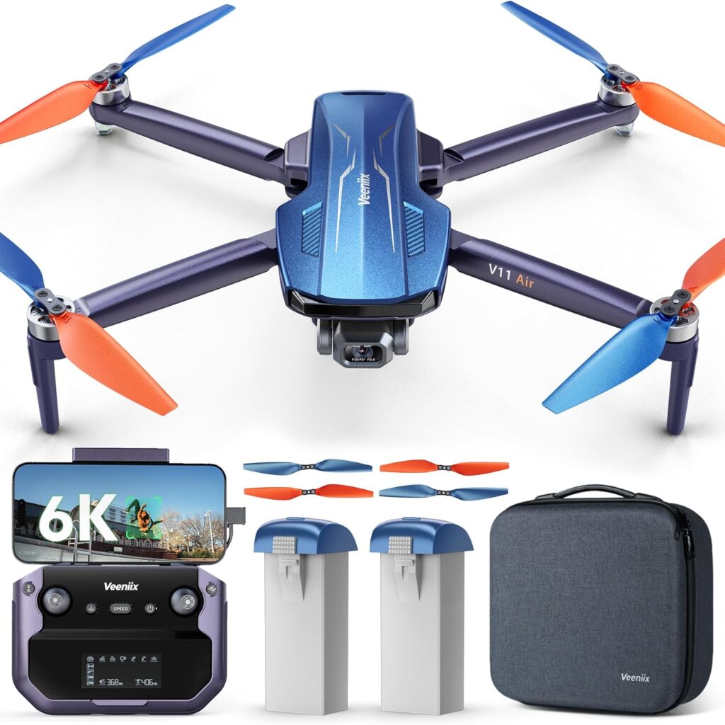 V11Air Drone with 6K UHD Camera for Adults, 3-Axis Brushless Gimbal, 4K/30FPS Video, 70Mins Flight Time with 2 Batteries Professional Quadcopter, 10000ft FPV Digital Transmission and Auto Return