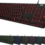 Arteck Backlit USB Wired Full Size Keyboard with Media Hotkey for PC and Laptop
