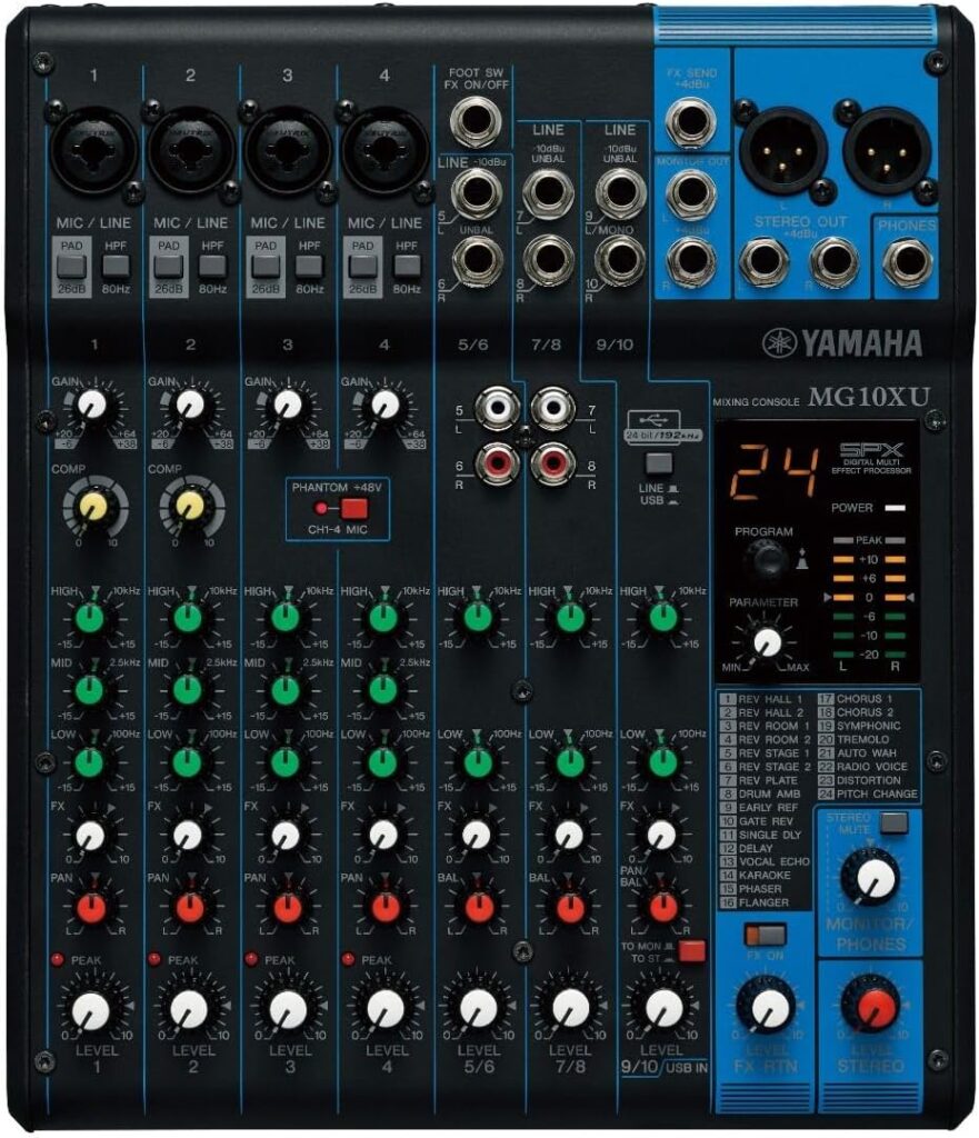 YAMAHA MG10XU 10-Input Stereo Mixer with Effects