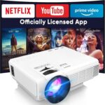 【Netflix-Officially-Licensed】PANSEBA Smart Mini Projector with 1080P HD, 5G WiFi & 2 Way Bluetooth, Portable Outdoor Movie Projector for Phone/Laptop/Games