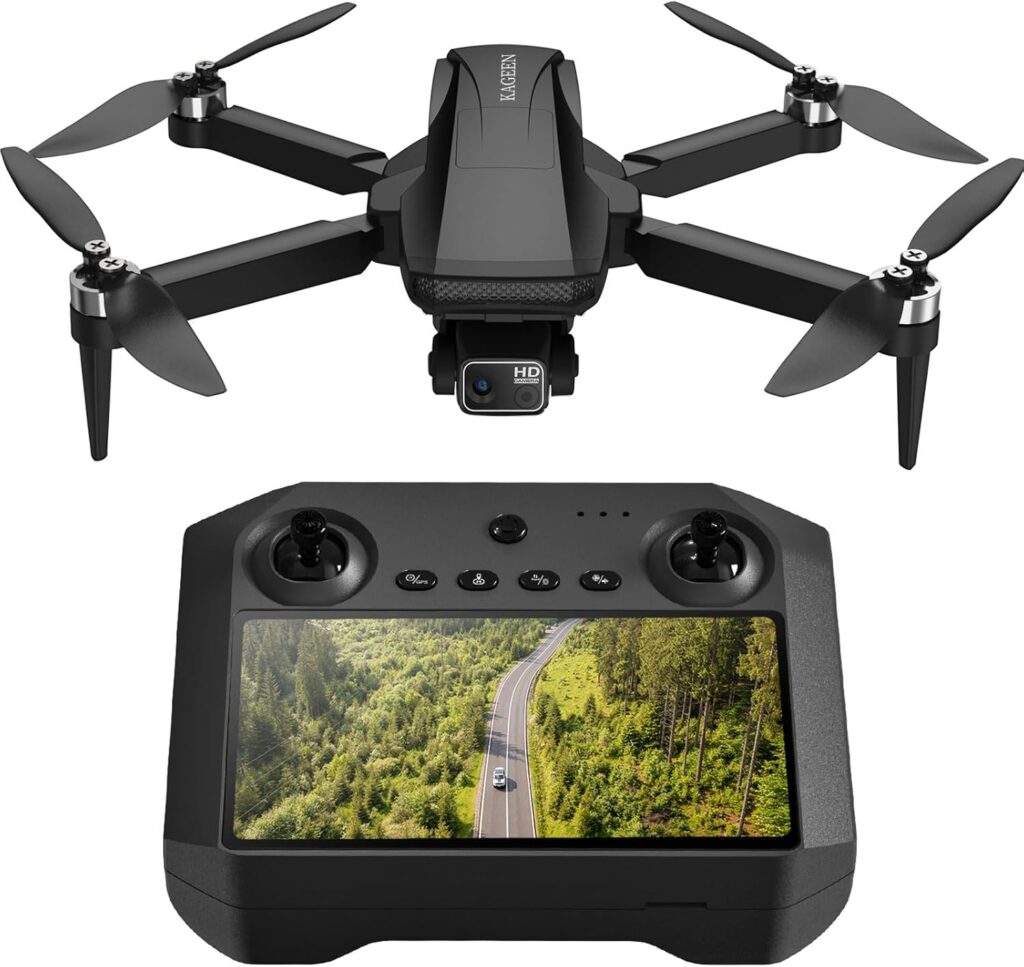 GPS Drone with Camera for Adults 4K, 5.5″ Touchscreen Controller, 3-Axis Gimbal & EIS, 46 Mins Flight, 2KM FPV Transmission, Under 249g Foldable Quadcopter, Brushless Motors, Auto Return, Gift for Beginner