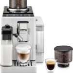 De’Longhi Rivelia Automatic Espresso Machine with Grinder & Milk Frother – All-in-One Coffee Maker, Hot & Iced Latte, Cappuccino, Bean Switch System, Burr Grinder, Compact Italian Design, White