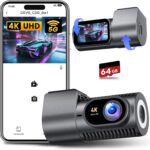 Dash Cam Front 4K – 1.5″ IPS Display & 5G WiFi & 64G Card, 360° Rotation Mini Dashcam, Car Camera with WDR Night Vision, 24H Parking Mode, G-Sensor, Loop Recording,170° Angle, Dash Camera for Cars