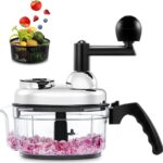 Geedel Hand Food Chopper, Vegetable Quick Chopper Manual Food Processor, Easy To Clean Food Dicer Mincer Mixer Blender, Rotary Onion Cutter for Garlic, Salad, Salsa, Nuts, Meat, Fruit, Ice, etc