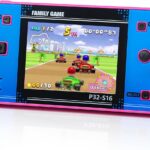 Handheld Game for Kids ,Built-in 220 32-bit Video Games, 3.0” IPS Screen, Rechargeable Portable Game , Travel Mini Arcade Electronic Toys Gift for Boys and Girls (Pink+Blue)