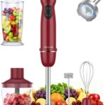 Immersion Blender 5 in 1 Hand Blender, Abuler 1000W Hand Mixer Stick,12 Speed Handheld Blender 304 Stainless Steel with 600ml Mixing Beaker, 500ml Chopper, Whisk and Milk Frother for Soup, Baby Food