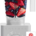 Chefman Obliterator 48 oz Countertop Blender for Smoothies, 1380W Motor to Crush Ice, Nuts, and Frozen Fruit with Stainless Steel Blade, Auto Blend Function, Includes Tamper and Scraper – Concrete