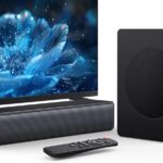 Sound bar with subwoofer, 200W 2.1 ch soundbar w/Dolby Atmos Surround Sound System, 3D Bass Adjustable Home Theater Bluetooth TV Speaker for Smart TV/Projector/PC