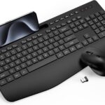 Wireless Keyboard and Mouse Combo – Full-Sized Ergonomic Keyboard with Wrist Rest, Phone Holder, Sleep Mode, Silent 2.4GHz Cordless Keyboard Mouse Combo for Computer, Laptop, PC, Mac, Windows -Trueque