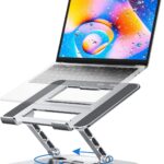 MCHOSE Laptop Stand with 360° Rotating Base, Foldable Adjustable Computer Holder, Ergonomic Design Compatible with MacBook Air Pro, Dell XPS, HP, Lenovo More 10-17″ (A-Silver)