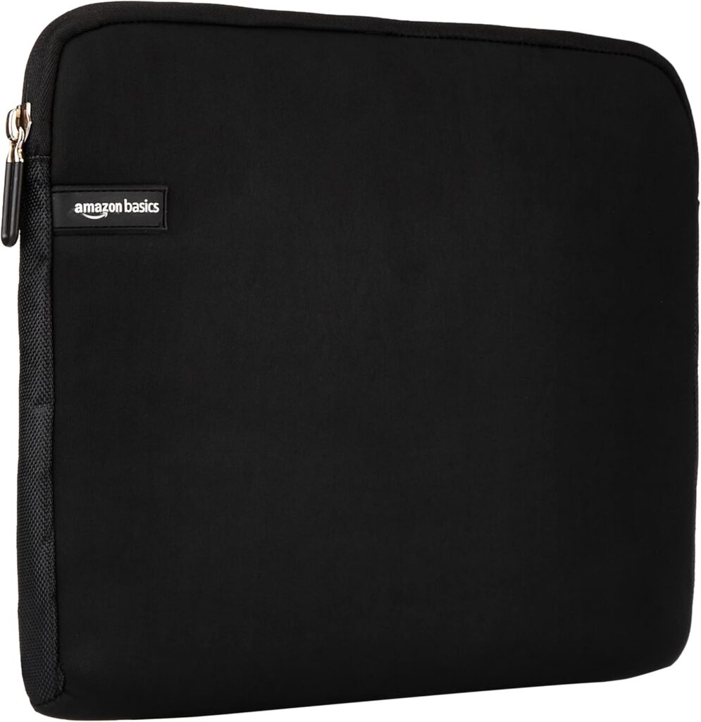 Amazon Basics 14 inch Laptop Sleeve, Compatible Protective Case with Zipper for MacBook Pro, MacBook Air – Black