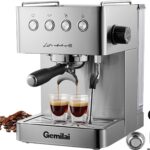 Gemilai Espresso Machine, Espresso Maker with Milk Frother Steam Wand & 57OZ Water Tank for Latte Macchiato Cappuccino, Brushed Stainless Steel G3005E