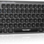 TECKNET Wireless Bluetooth Keyboard, Slim Rechargeable Keyboard (2.4G+BT 5.0), Multi-Device Easy-Switch, Quiet Typing, Silent Mini Portable Cordless USB Computer Keyboards for Windows Laptop PC, Gray