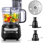 FOHERE Food Processor, 12 Cup, 2-in-1 Feed Chute Vegetable Chopper & Meat Grinder for Mincing, Dicing, Shredding, Puree & Kneading Dough, Stainless Steel
