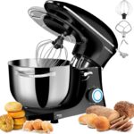 Seedeem 6.5QT Stand Mixer, 660W Tilt-Head Kitchen Electric Mixer with 6 Speeds, Dough Hook, Beater & Whisk, Dishwasher Safe Attachments, Black