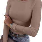 ANRABESS Women Long Sleeve Shirts Rib Knit Slim Fit Tops Basic Tee 2025 Fall Outfits Casual T-Shirt Underscrubs Layer Clothes