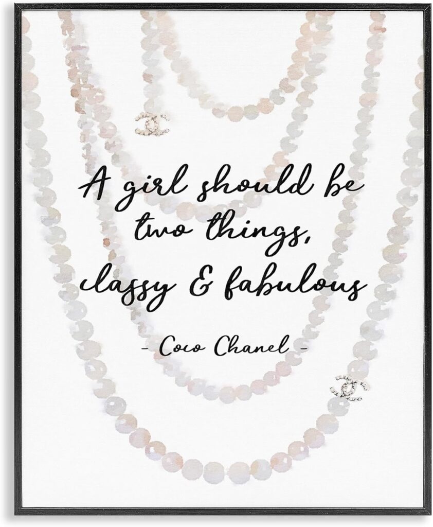Stupell Industries Classy and Fabulous Fashion Quote with Pearls Black Framed Wall Art, 11 x 14, Design by Artist Amanda Greenwood