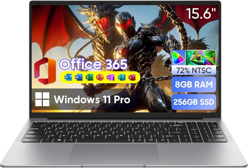 15.6″ Laptop Computer, Window 11 Pro Laptops with 8GB RAM 256GB SSD, Celeron N4000 Processor(up to 2.6GHz) 100% sRGB Screen, Notebook,MS Office丨Dual Band WiFi丨BT 4.2丨HDMI