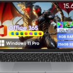 15.6″ Laptop Computer, Window 11 Pro Laptops with 8GB RAM 256GB SSD, Celeron N4000 Processor(up to 2.6GHz) 100% sRGB Screen, Notebook,MS Office丨Dual Band WiFi丨BT 4.2丨HDMI
