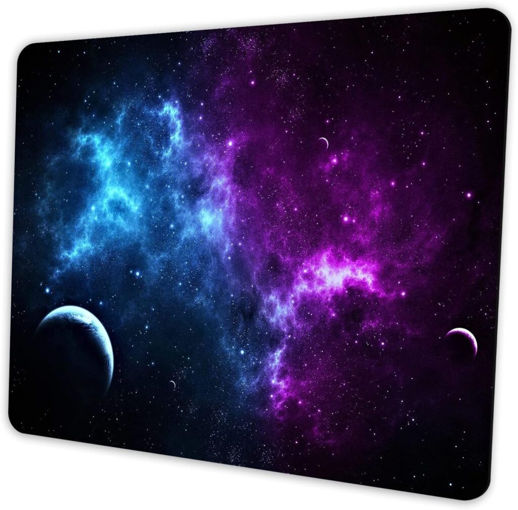 Galaxy Mouse Pad 9.5×7.9 inch, Blue Purple Nebula Space Design, Non-Slip Rubber Base, Washable Office Computer Pad for Desktop Laptop, Sci-Fi Gamer Decor
