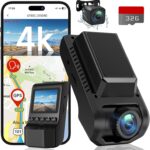 Dash Cam Front and Rear, 4K Ultra HD+1080P Dash Camera for Cars, Built-in Wi-Fi GPS, Included 32GB Card, 2.0” IPS Screen Mini Car Camera, App, Night Vision, 170°Wide Angle, 24H Parking Mode