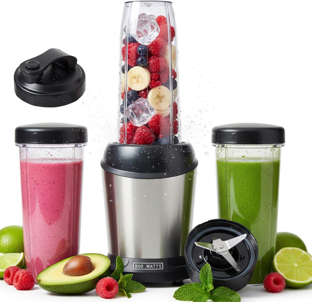 Sweetcrispy Smoothie Blender, Personal Blender Set for Kitchen, Smoothies Maker With BPA-Free Portable Cups For Shakes, Sauces, Juice, Ice Crushing